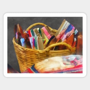 Sewing - Ribbons in Basket Sticker